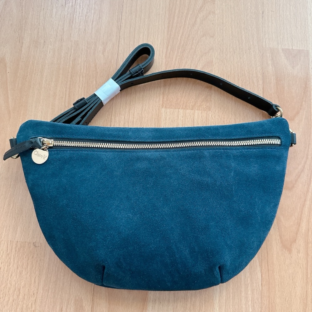 Clare V Vivier NWT Grande Fanny Bag in navy blue suede leather
